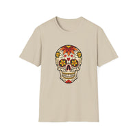 Thumbnail for Skull Tattoo Design adult unisex T-shirt in sand flat mockup