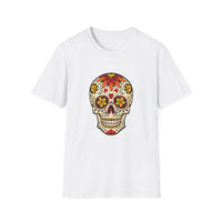 Thumbnail for Skull Tattoo Design adult unisex T-shirt in white flat mockup