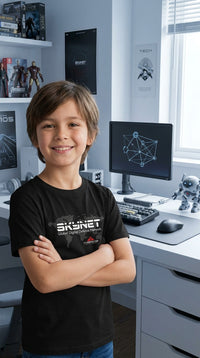 Thumbnail for Skynet children's t-shirt in black lifestyle image
