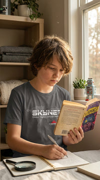 Thumbnail for Skynet children's t-shirt in charcoal lifestyle image