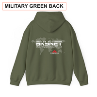 Thumbnail for Skynet hoodie in military green with back print label