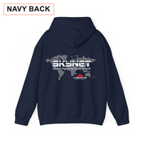 Thumbnail for Skynet hoodie in navy with back print label