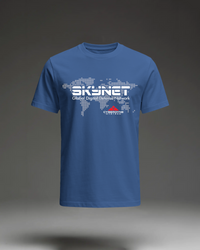 Thumbnail for Skynet T-Shirt in Royal flat mockup showing the sci-fi movie inspired graphic print.