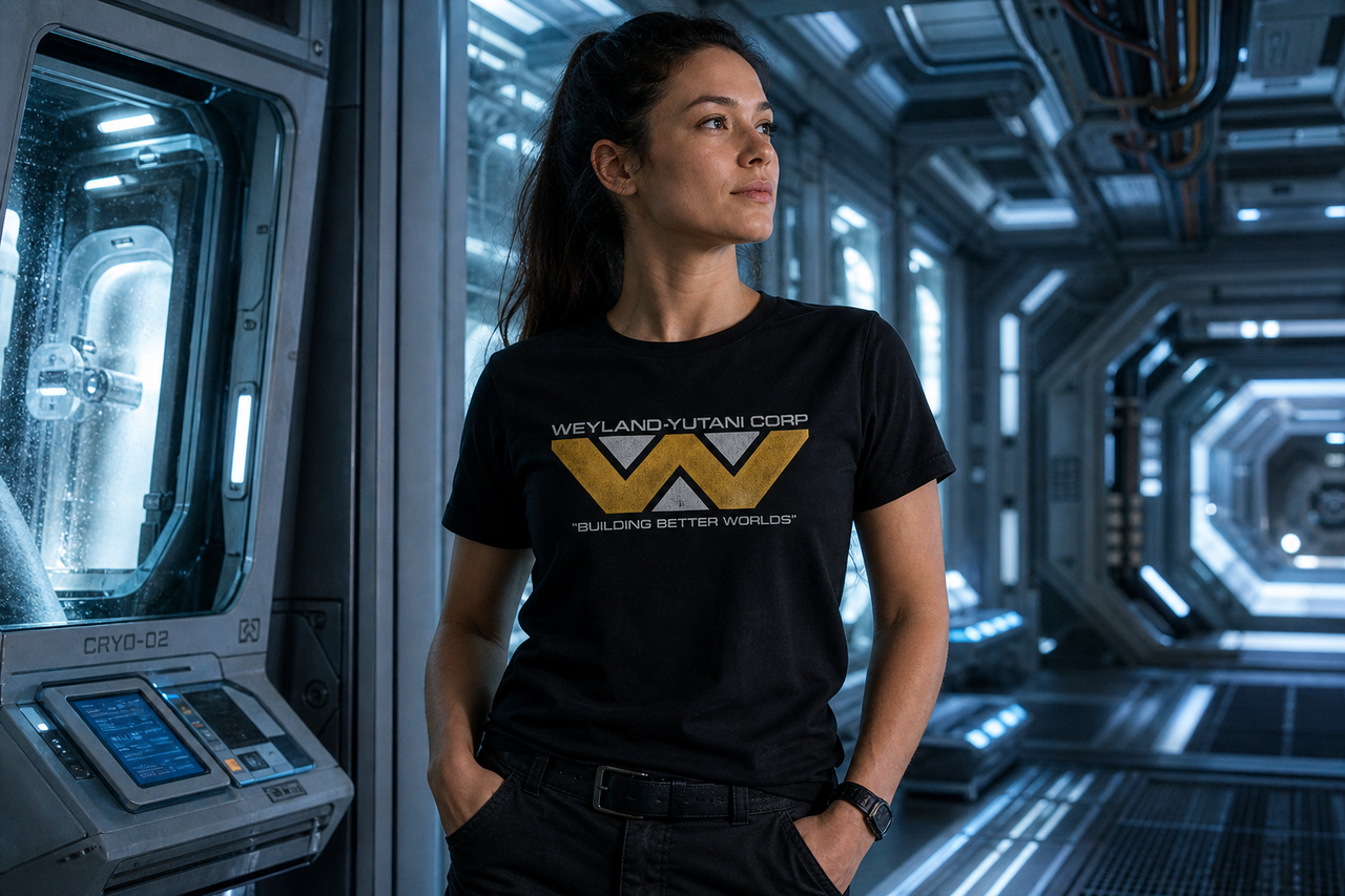 Weyland Yutani Corporation Building Better Worlds T-shirt, Black lifestyle image