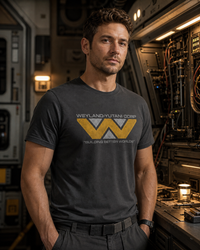 Thumbnail for Weyland Yutani Corporation Building Better Worlds T-shirt, Charcoal lifestyle image