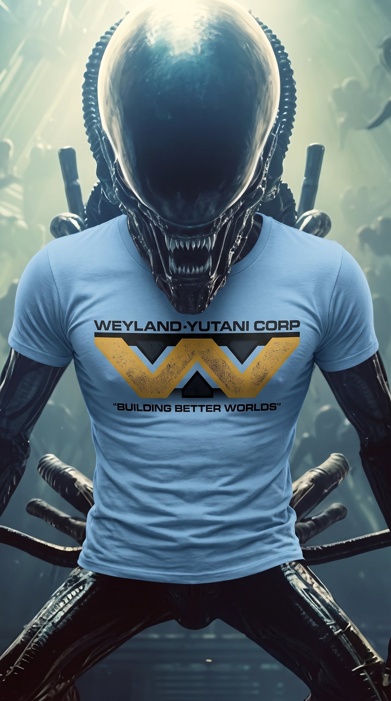 Weyland Yutani Corporation Building Better Worlds T-shirt, Light Blue lifestyle image