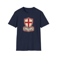 Thumbnail for Blue England St George Retro T-Shirt with vintage shield and England logo design.
