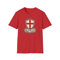 Thumbnail for Red England St George Retro T-Shirt with vintage shield and England logo design.
