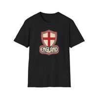 Thumbnail for Black England St George Retro T-Shirt with vintage shield and England logo design.

