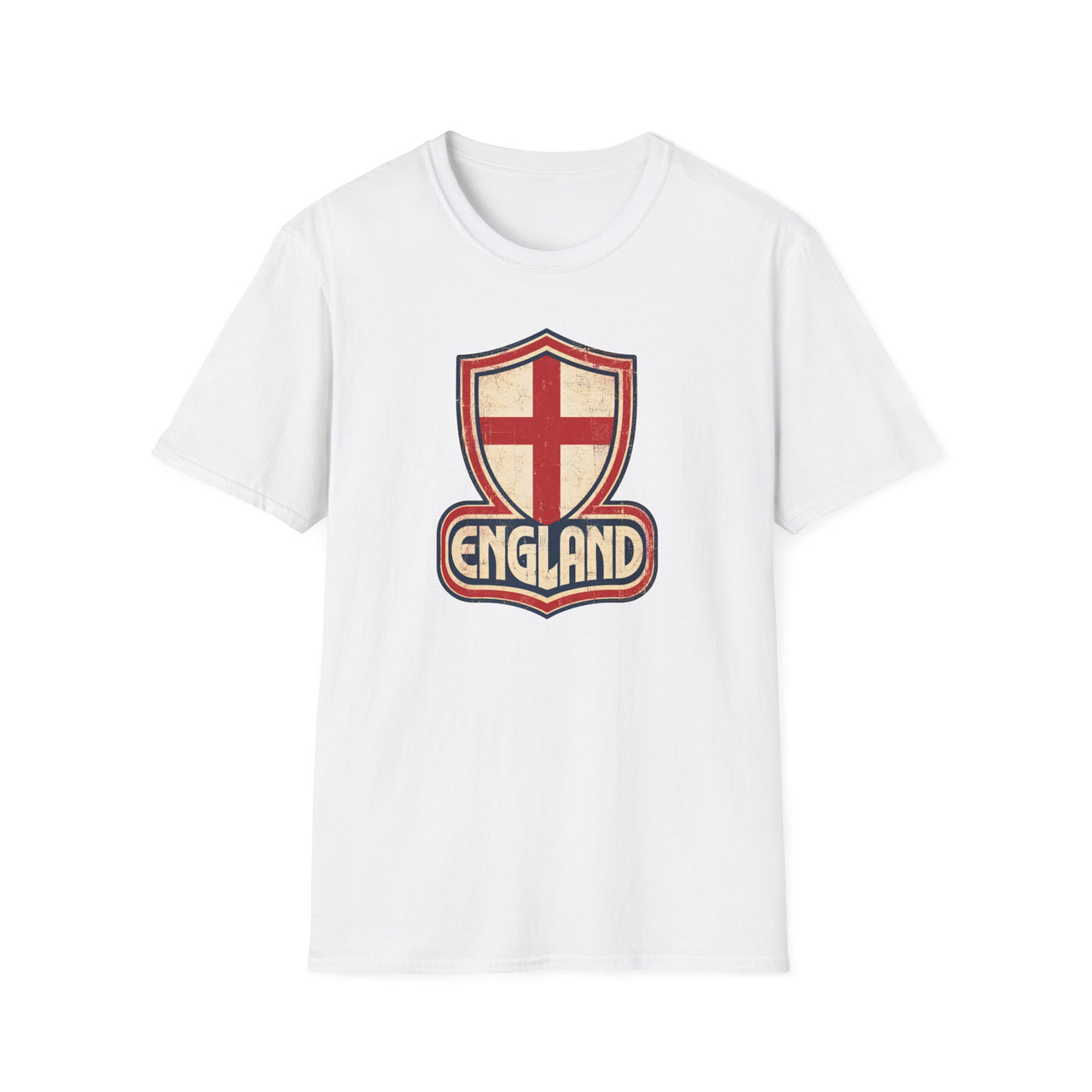 White England St George Retro T-Shirt with vintage shield and England logo design.
