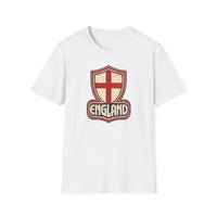 Thumbnail for White England St George Retro T-Shirt with vintage shield and England logo design.
