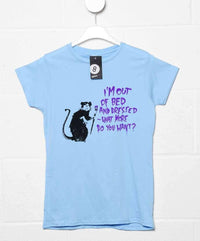 Thumbnail for Banksy Womens T-Shirt - Out Of Bed Rat - 8Ball Fitted Womens T-Shirt