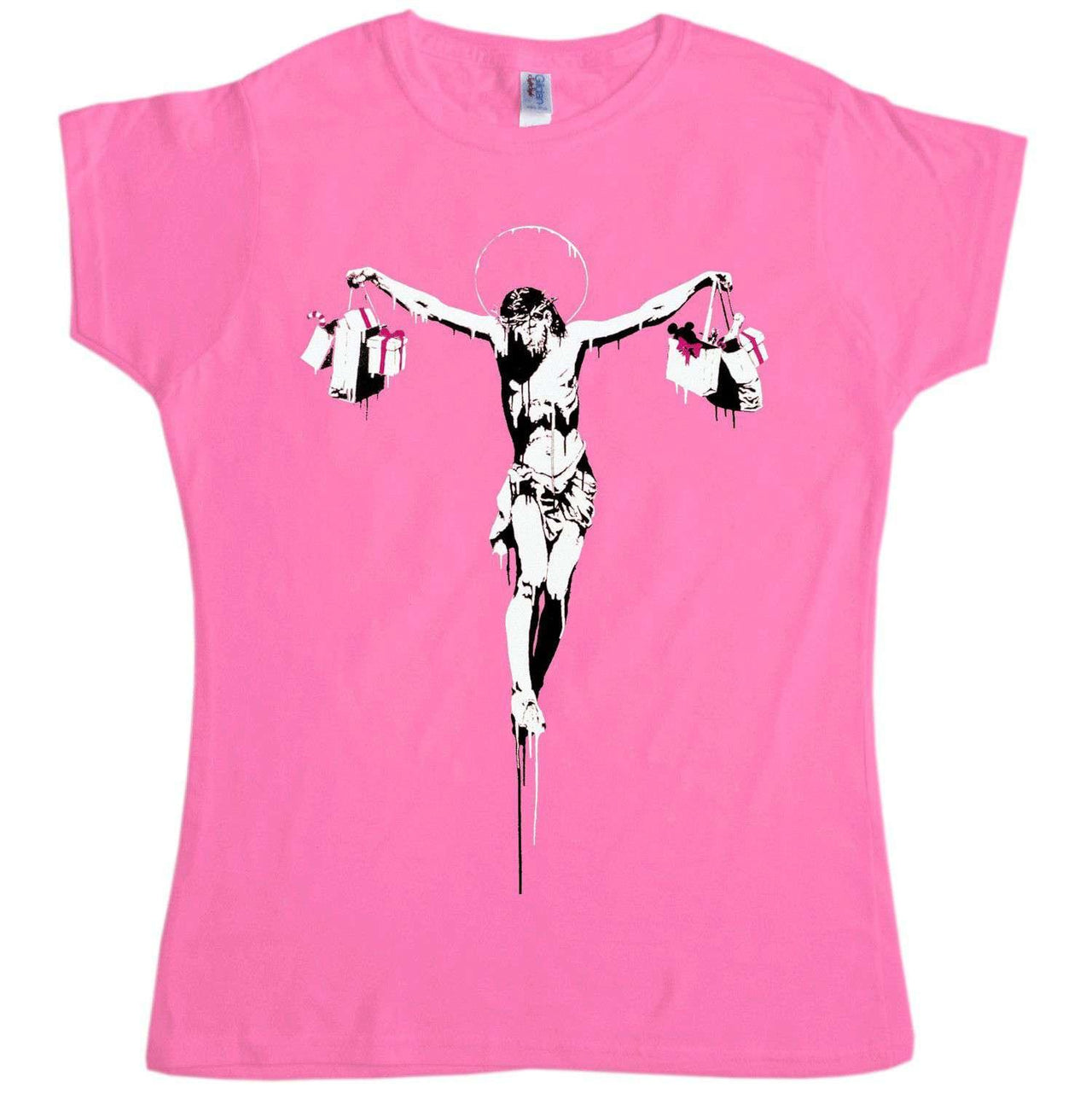Banksy Womens T Shirt - Shopping Jesus